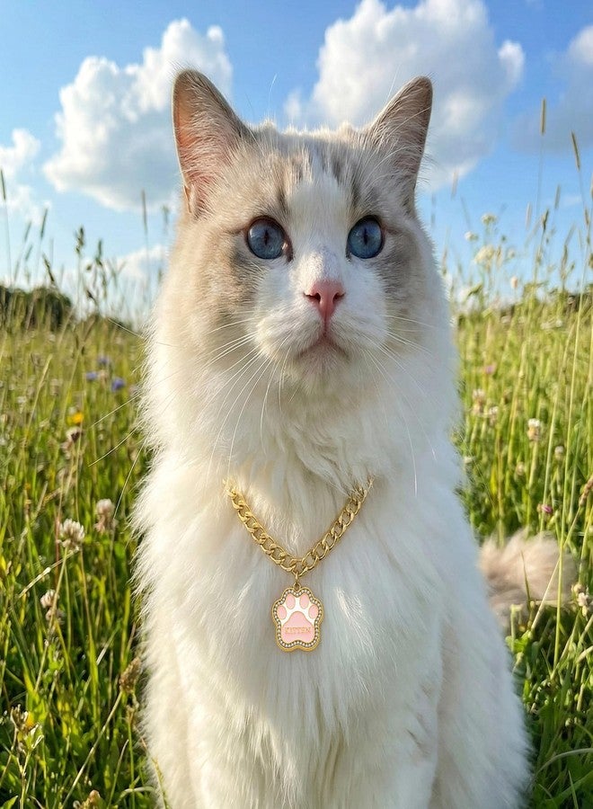 Cicy Bell Dog Cat Paw Pet Necklace Alloy Cubic Zirconia Cute Colorful Pet Collar Dogs or Cats Memorial Jewelry Gifts, Sweet Accessories Gift for Kitten Dog Puppy - Image 2